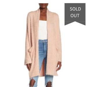 White/Black Lush fuzzy Cardigan EUC